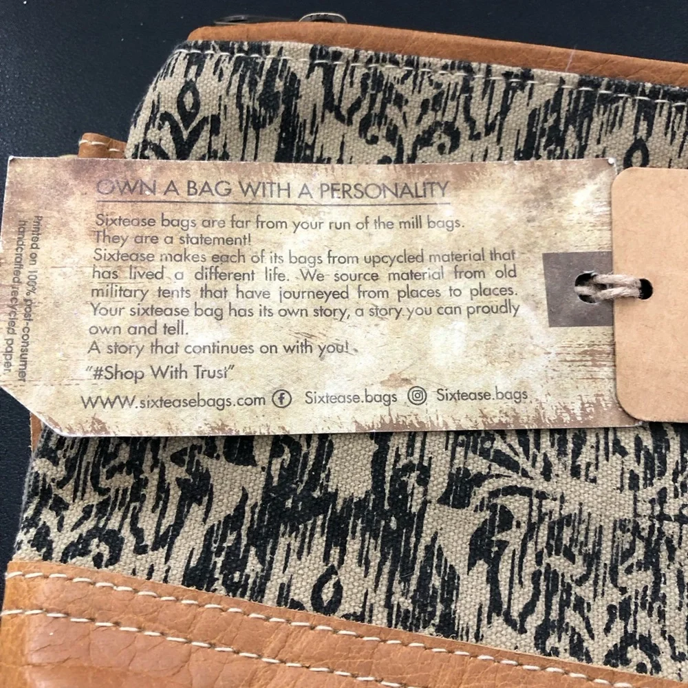 NWT Sixtease Elprine ll Upcycled Cloth and Leather Large Size BTS Wristlet
